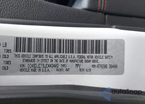 2018 Dodge Durango R/T Awd z USA, uszkodzony, nr VIN 1C4SDJCT9JC443403